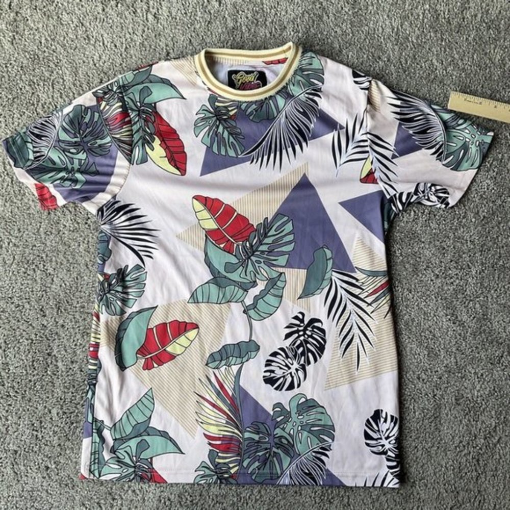 Drill Clothing Co. T-shirt Adult Medium Good Vibes Pastel Floral All Over Print